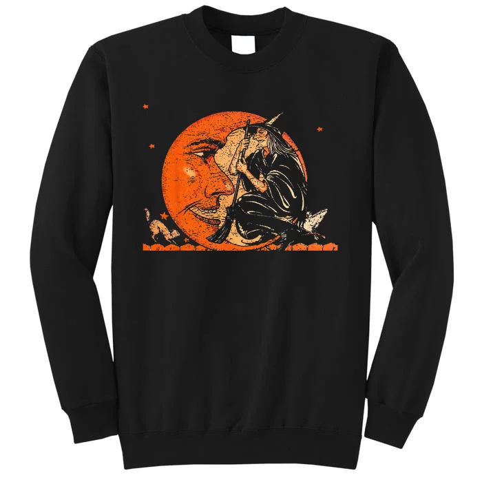 Great Vintage Witch And Moon Halloween Design Tall Sweatshirt