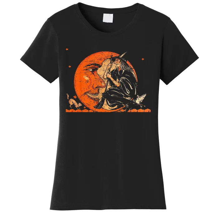 Great Vintage Witch And Moon Halloween Design Women's T-Shirt