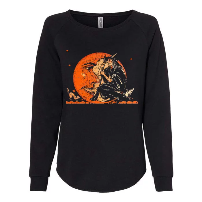 Great Vintage Witch And Moon Halloween Womens California Wash Sweatshirt