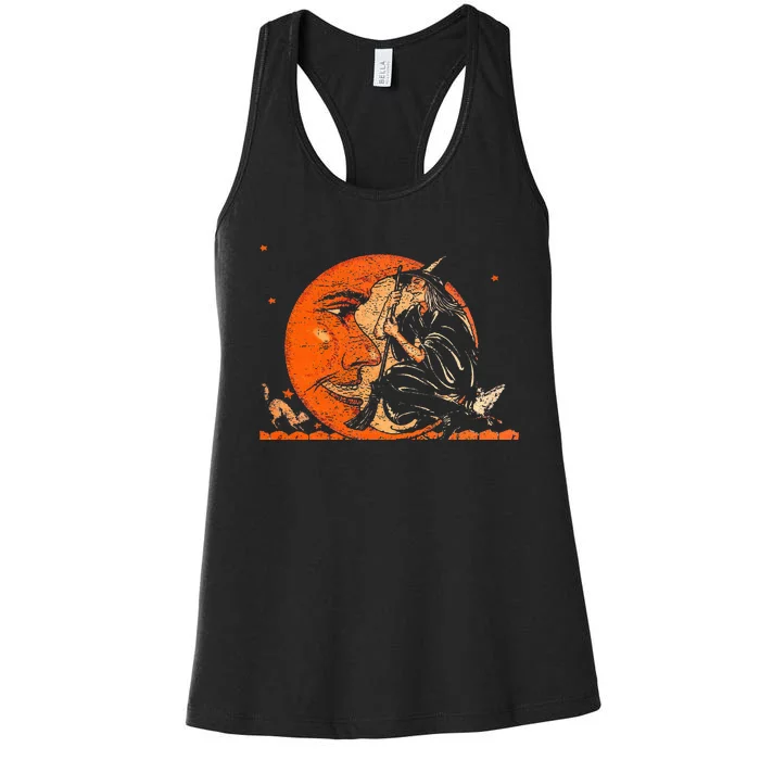 Great Vintage Witch And Moon Halloween Women's Racerback Tank