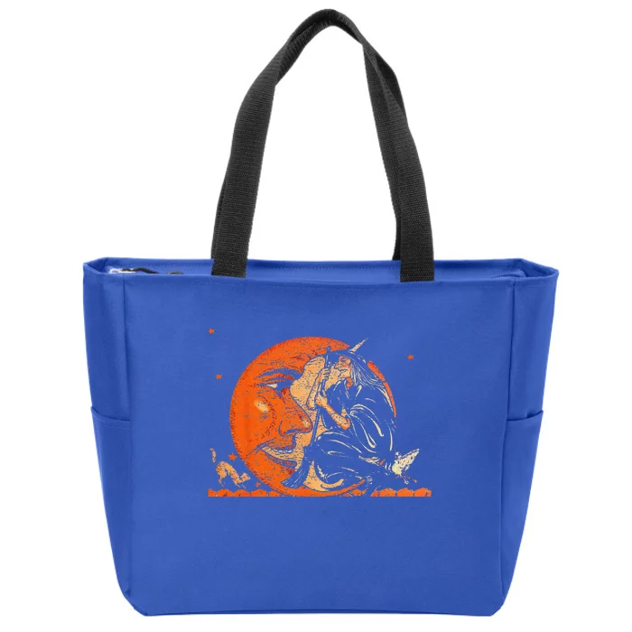 Great Vintage Witch And Moon Halloween Design Zip Tote Bag