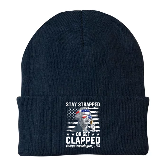 George Washington 1776 Stay Strapped Or Get Clapped Knit Cap Winter Beanie