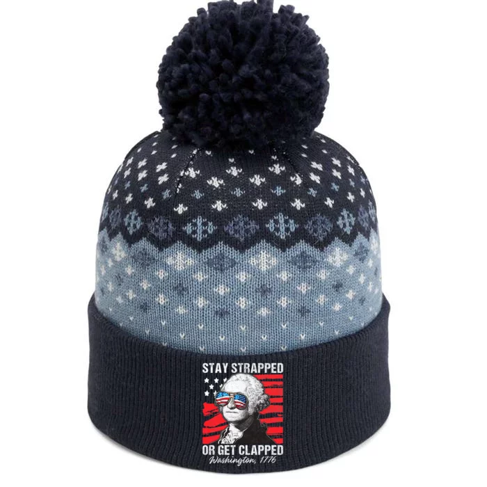 George Washington 1776 Stay Strapped The Baniff Cuffed Pom Beanie