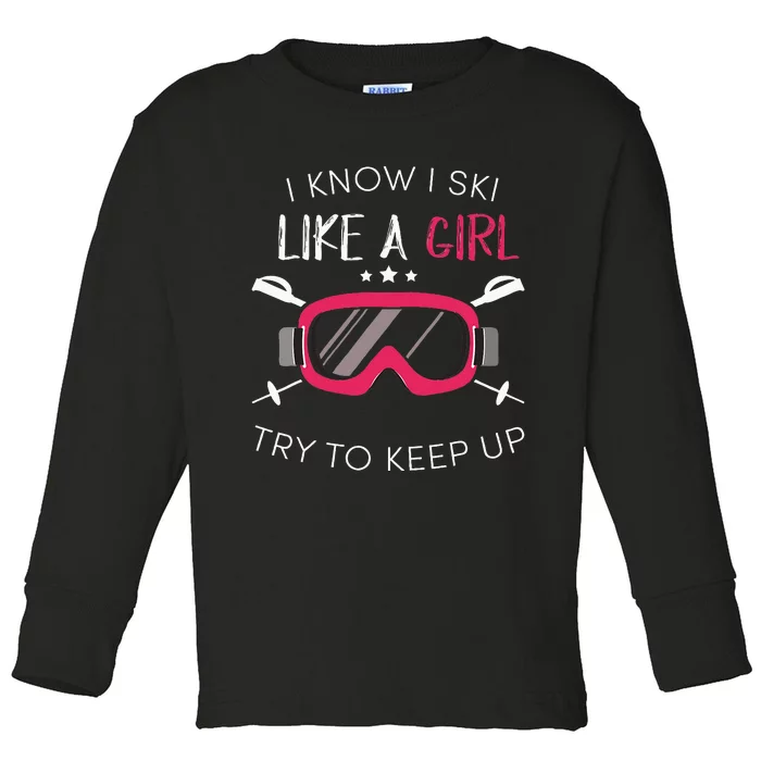 Girl Winter 2018 Skiing Toddler Long Sleeve Shirt