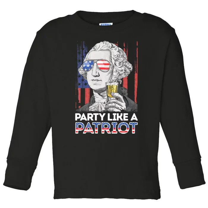 George Washington 4th Of July Party Like A Patriot Toddler Long Sleeve Shirt