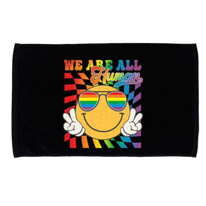 Groovy We Are All Hu Proud Lgbt Inspirational Pride Month Cute Gift Microfiber Hand Towel