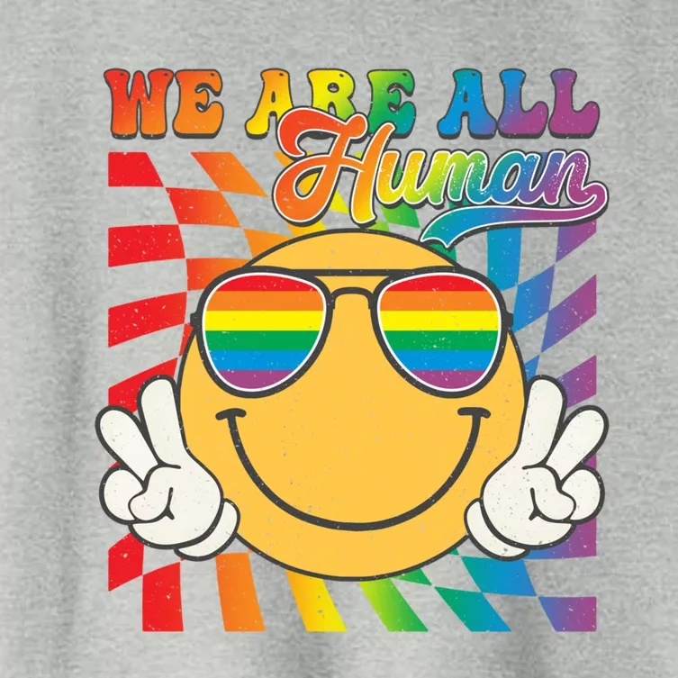 Groovy We Are All Hu Proud Lgbt Inspirational Pride Month Cute Gift Women's Crop Top Tee