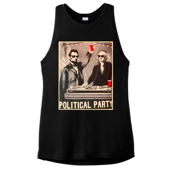 George Washington And Abraham Lincoln Political Party Ladies Tri-Blend Wicking Tank