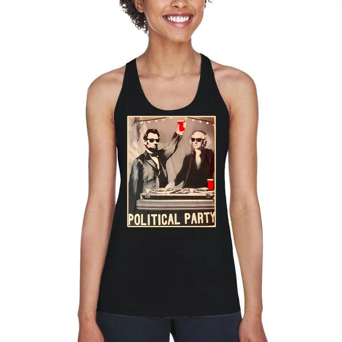 George Washington And Abraham Lincoln Political Party Women's Racerback Tank