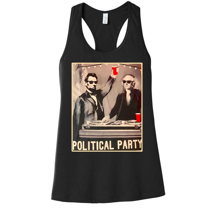 George Washington And Abraham Lincoln Political Party Women's Racerback Tank