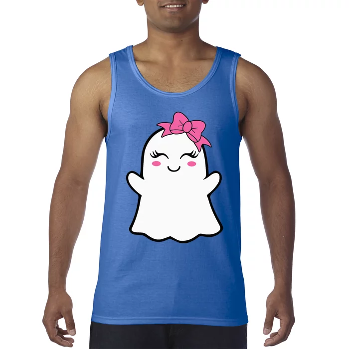 Ghost With Bow Boo Girl Halloween Tank Top