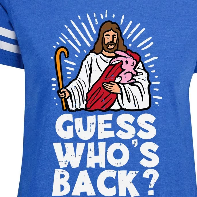 Guess Whos Back Jesus Easter Funny Religious Enza Ladies Jersey Football T-Shirt