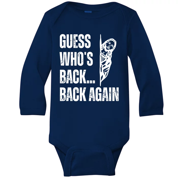 Guess Whos Back Again Jesus Easter Baby Long Sleeve Bodysuit