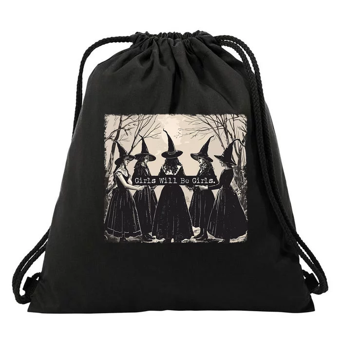 Girl Will Be Girl Witch Halloween Funny Witchy Vibes Women Drawstring Bag