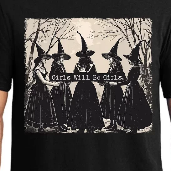 Girl Will Be Girl Witch Halloween Funny Witchy Vibes Women Pajama Set