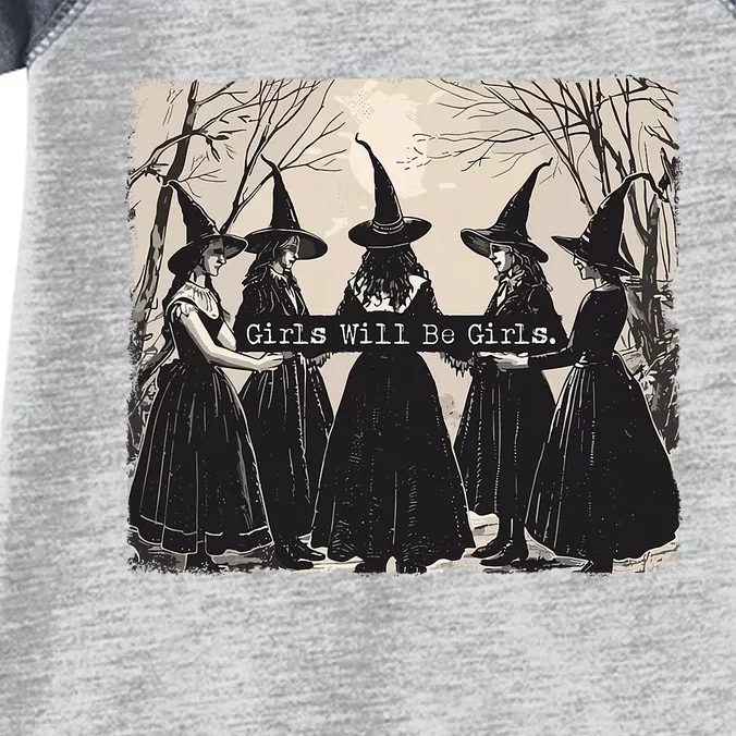 Girl Will Be Girl Witch Halloween Funny Witchy Vibes Women Infant Baby Jersey Bodysuit