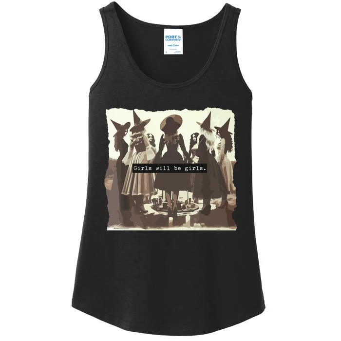 Girl Will Be Girl Funny Witch Witchy Vibes Halloween Ladies Essential Tank