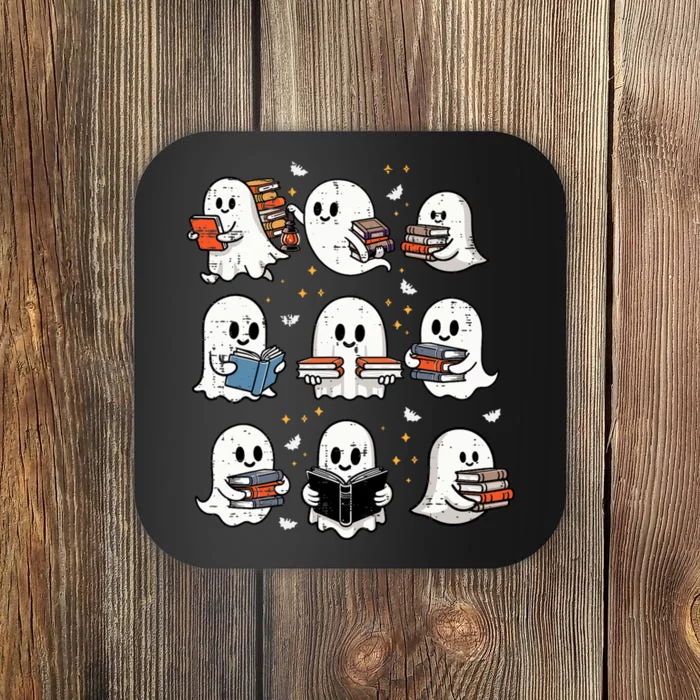 Ghosts With Books Library Halloweenteacher Coaster