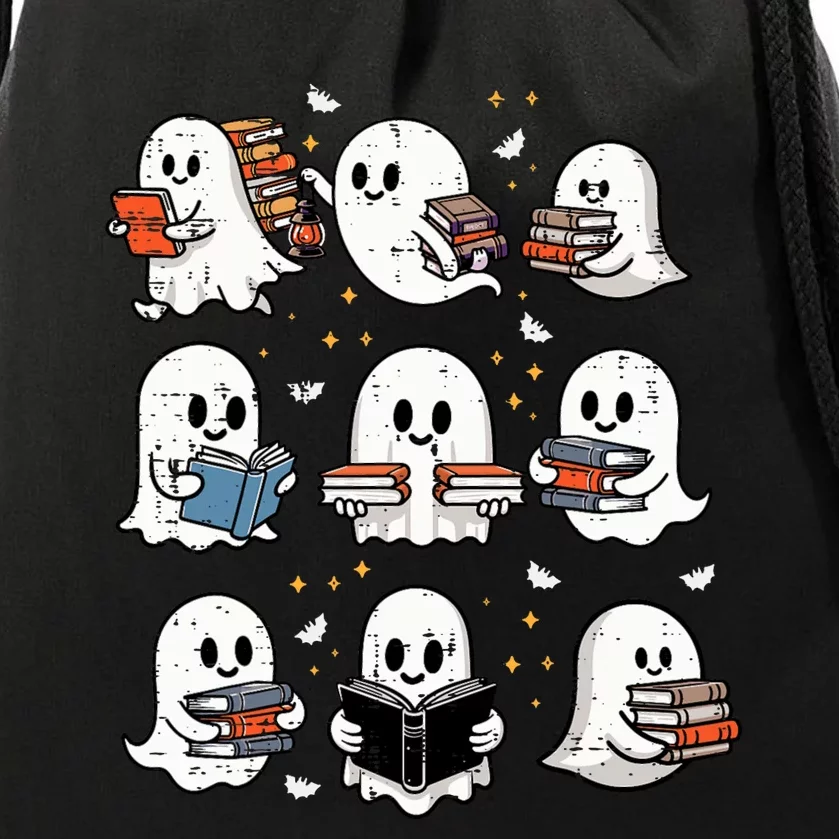 Ghosts With Books Library Halloweenteacher Drawstring Bag