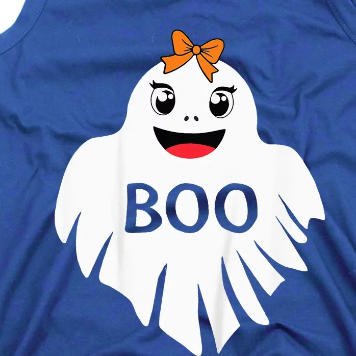 Ghost with Bow Boo Girl Halloween Costume Funny Tank Top