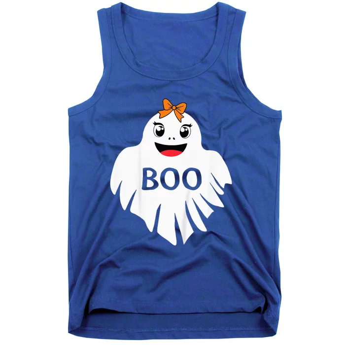 Ghost with Bow Boo Girl Halloween Costume Funny Tank Top