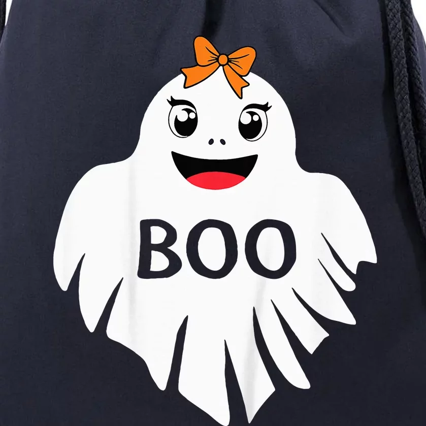 Ghost with Bow Boo Girl Halloween Costume Funny Drawstring Bag