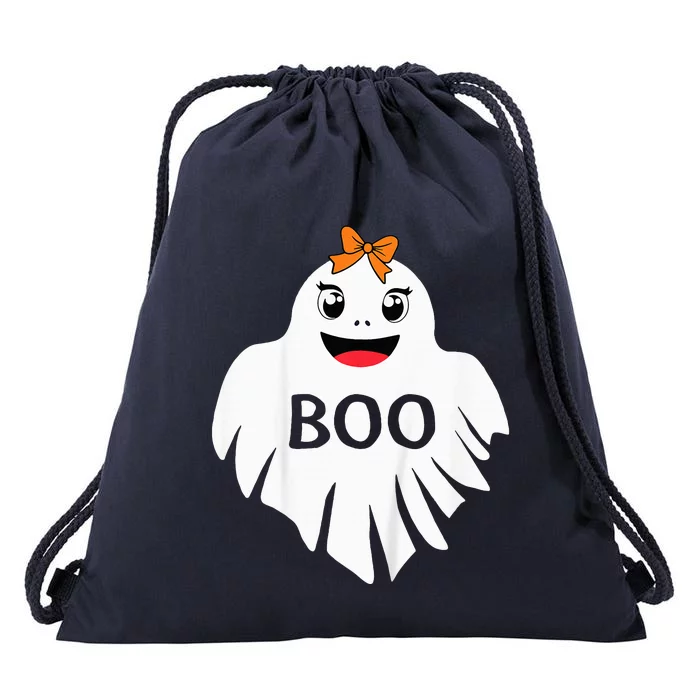 Ghost with Bow Boo Girl Halloween Costume Funny Drawstring Bag