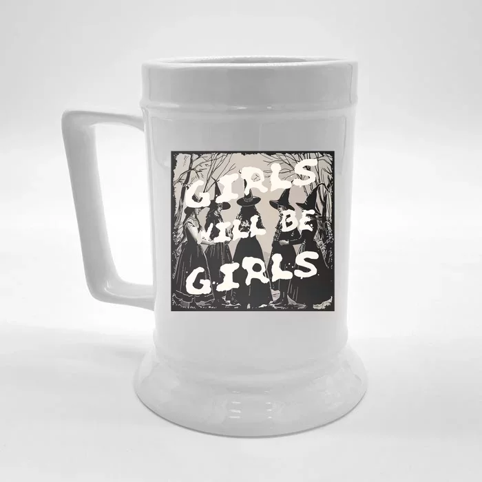 Girl Will Be Girl Witch Witchy Funny Halloween Vibes Women Front & Back Beer Stein