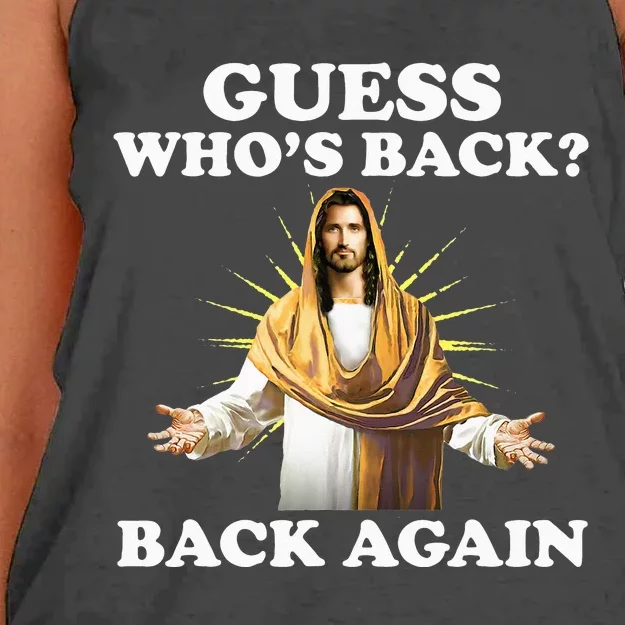 Guess Who's Back Back Again Happy Easter! Jesus Women's Knotted Racerback Tank