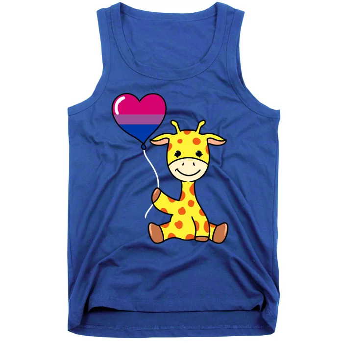 Giraffe With Bisexual Pride Balloon Gift Tank Top