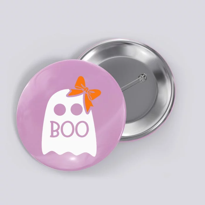 ghost with bow boo halloween costume Button