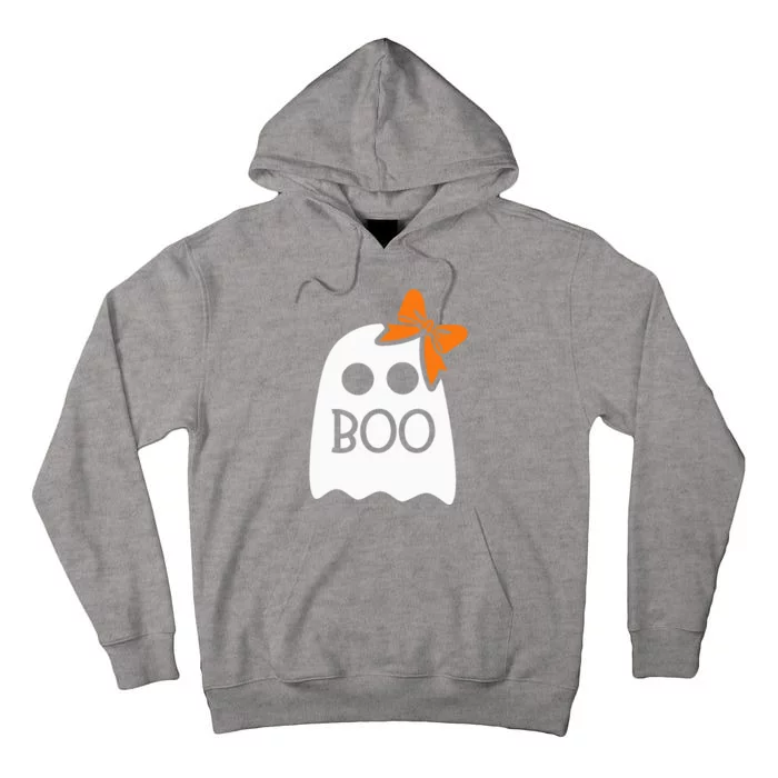 ghost with bow boo halloween costume Tall Hoodie