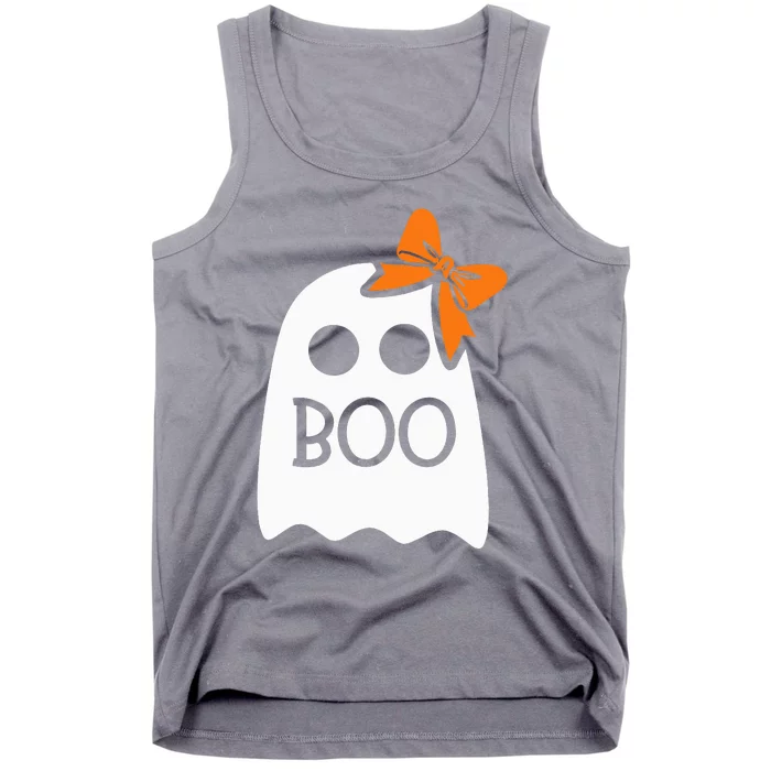 ghost with bow boo halloween costume Tank Top