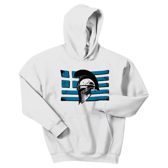 Greek Warrior Battle Flag Greece Historic Battle Flag Kids Hoodie