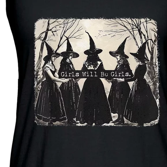 Girl Will Be Girl Funny Witch Halloween Vibes Feminist Gift Ladies Essential Flowy Tank