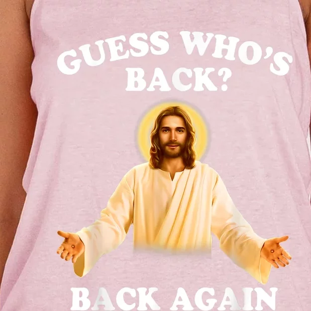 Guess Who's Back Back Again Happy Easter Jesus Christ Women's Knotted Racerback Tank