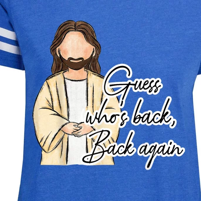 Guess Whos Back Easter Day Jesus Christian Faith Enza Ladies Jersey Football T-Shirt