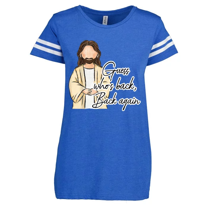 Guess Whos Back Easter Day Jesus Christian Faith Enza Ladies Jersey Football T-Shirt