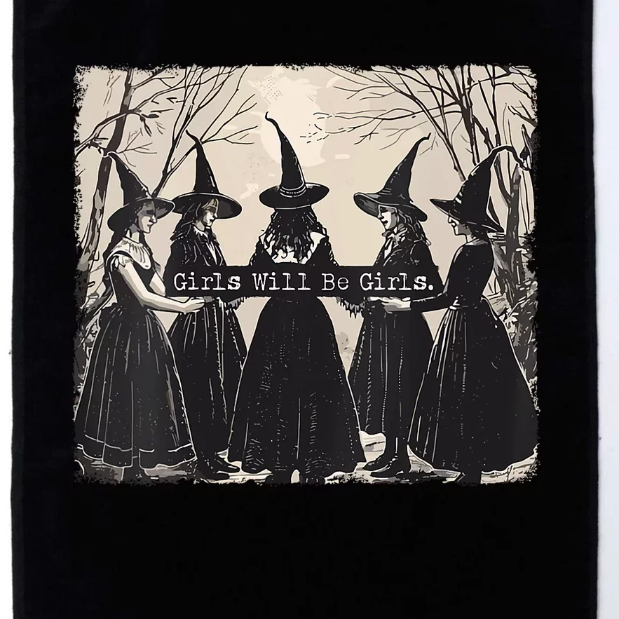 Girl Will Be Girl Witch Halloween Funny Witchy Vibes Women Platinum Collection Golf Towel