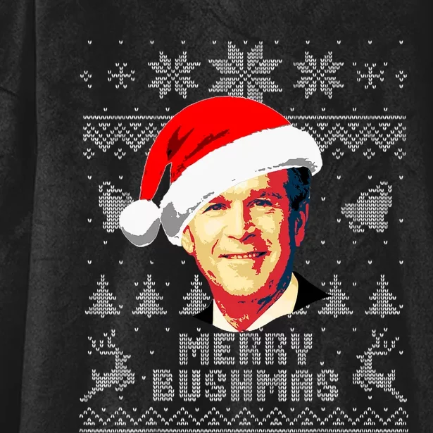 George W Bush Merry Bushmas Funny Christmas Hooded Wearable Blanket