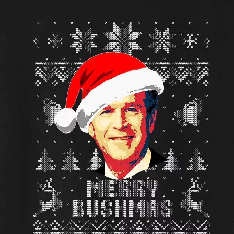 George W Bush Merry Bushmas Funny Christmas Women's Crop Top Tee