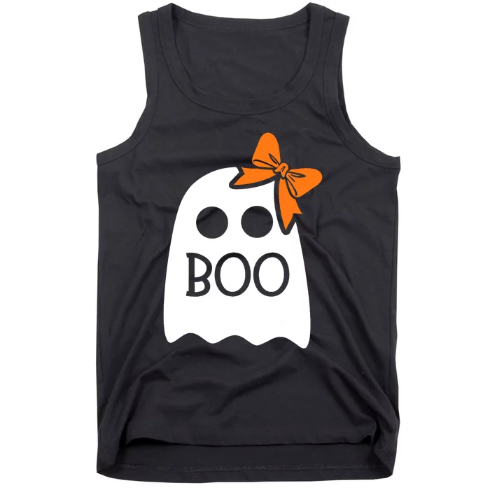 Ghost With Bow Boo Funny Halloween Costume Tank Top