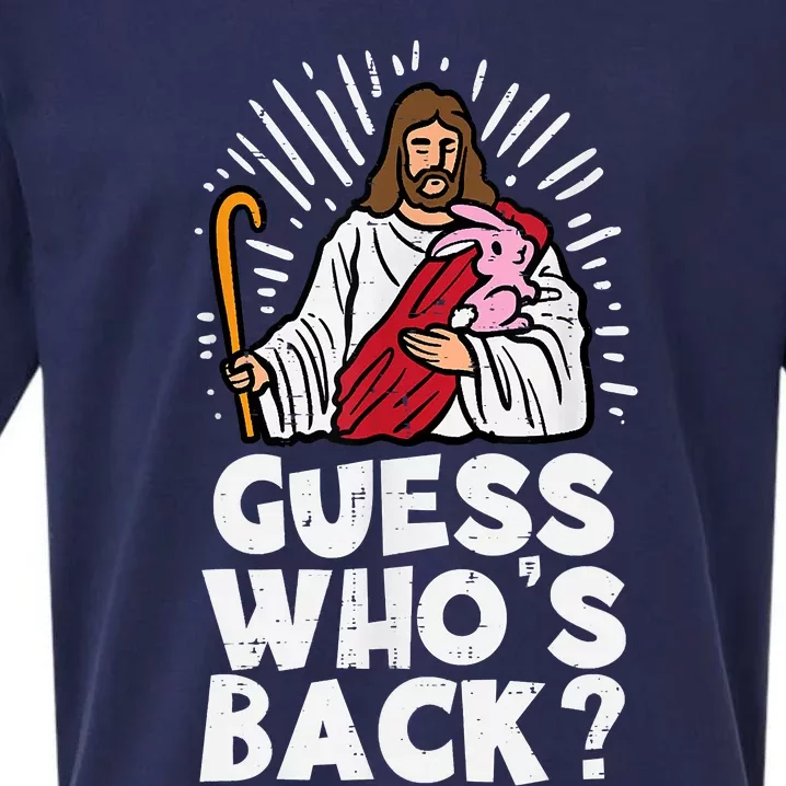 Guess Whos Back Jesus Easter Funny Religious Sueded Cloud Jersey T-Shirt