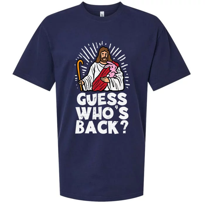 Guess Whos Back Jesus Easter Funny Religious Sueded Cloud Jersey T-Shirt