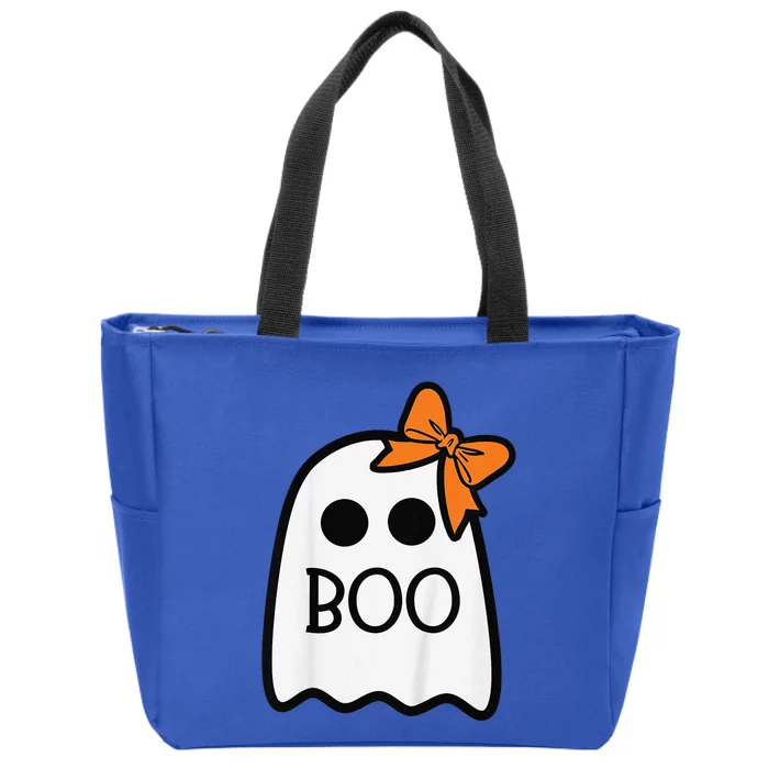 Ghost With Bow Boo Halloween Zip Tote Bag