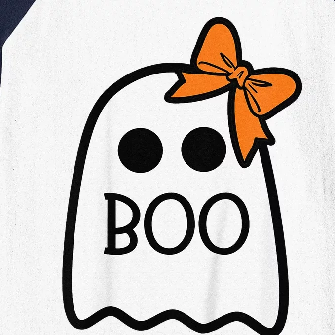 Ghost With Bow Boo Halloween Baseball Sleeve Shirt