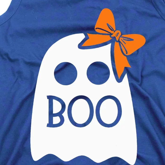 Ghost With Bow Boo Halloween Costume Tank Top