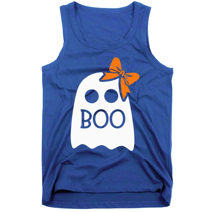 Ghost With Bow Boo Halloween Costume Tank Top