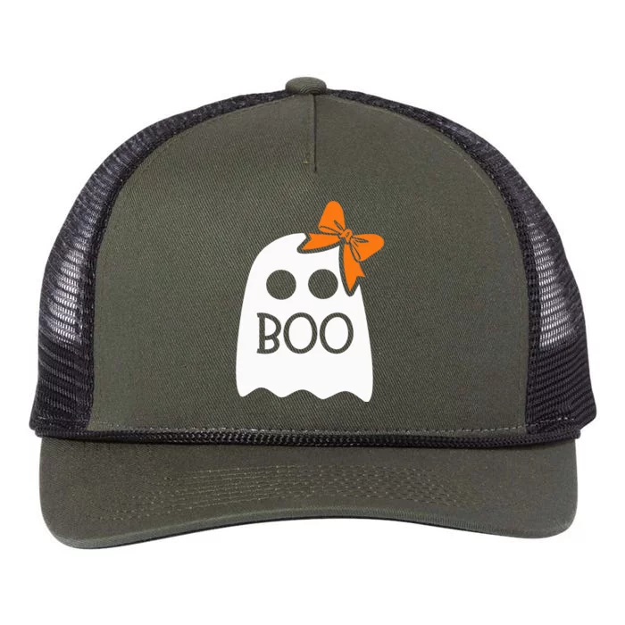 Ghost With Bow Boo Halloween Costume Retro Rope Trucker Hat Cap