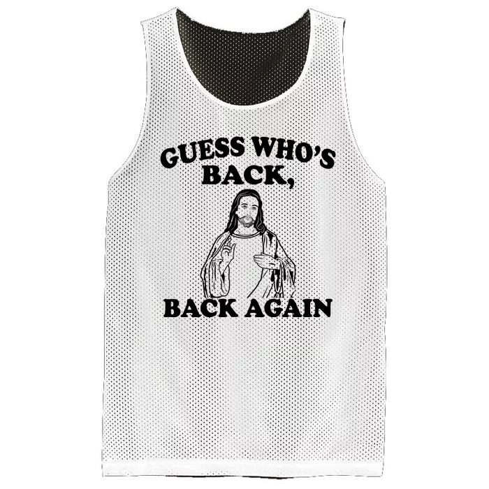 Guess Who's Back Again Funny Jesus Mesh Reversible Basketball Jersey Tank